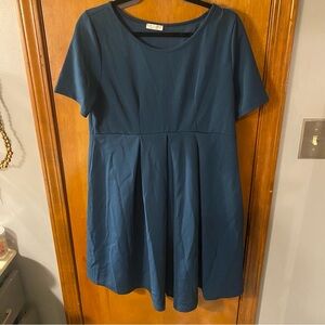 LaClef Teal Short Sleeve Dress